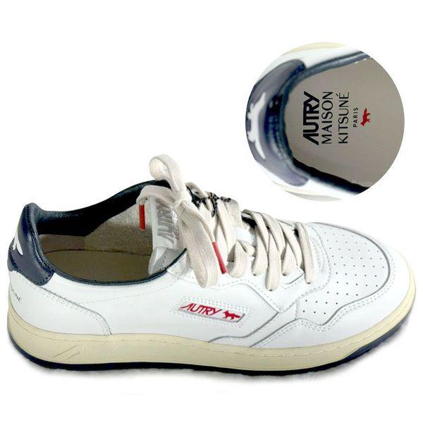 メゾンキツネ メンズ メダリスト ロー レザー スニーカー ホワイト 正規品 149984085