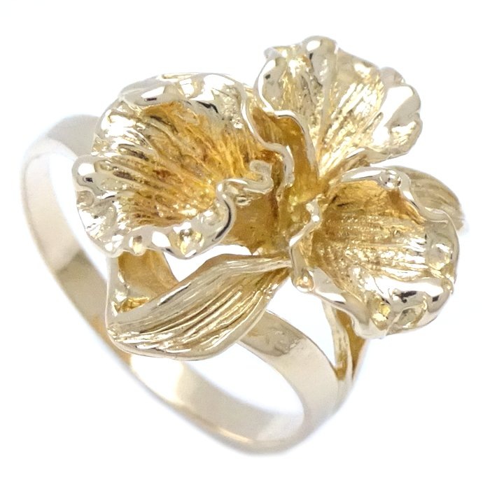 花モチーフ リング 指輪 13号 フラワー K18YG イエローゴールド/65019【中古】