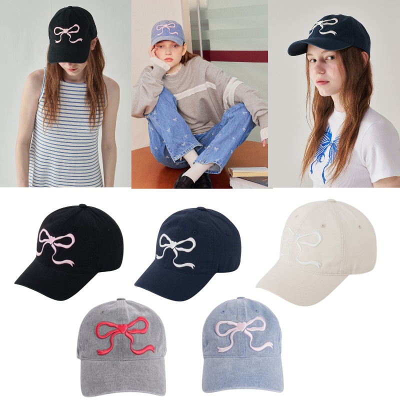 【韓国芸能人多数着用】HEART RIBBON BALL CAP
