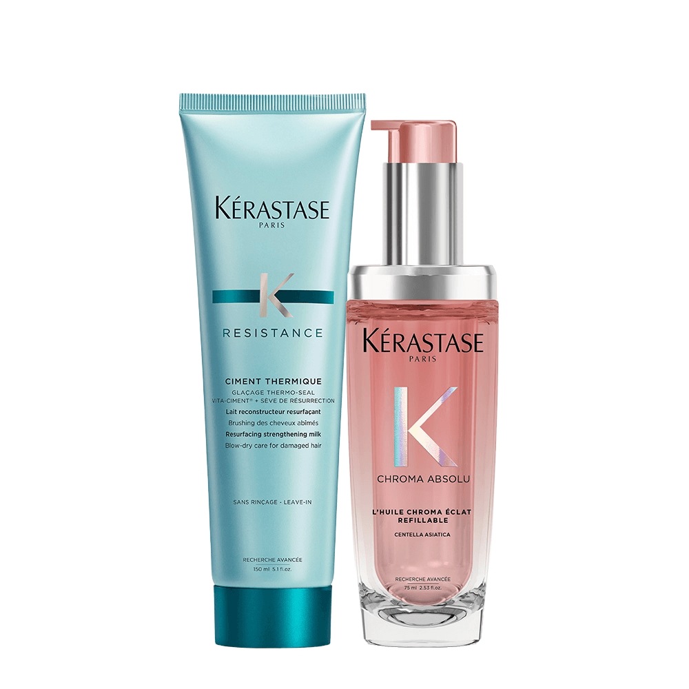 v[カラーリング毛 水分ケア]ケラスターゼ クロマ アブソリュ ヘアオイル 75ml + シモン テルミク 150ml