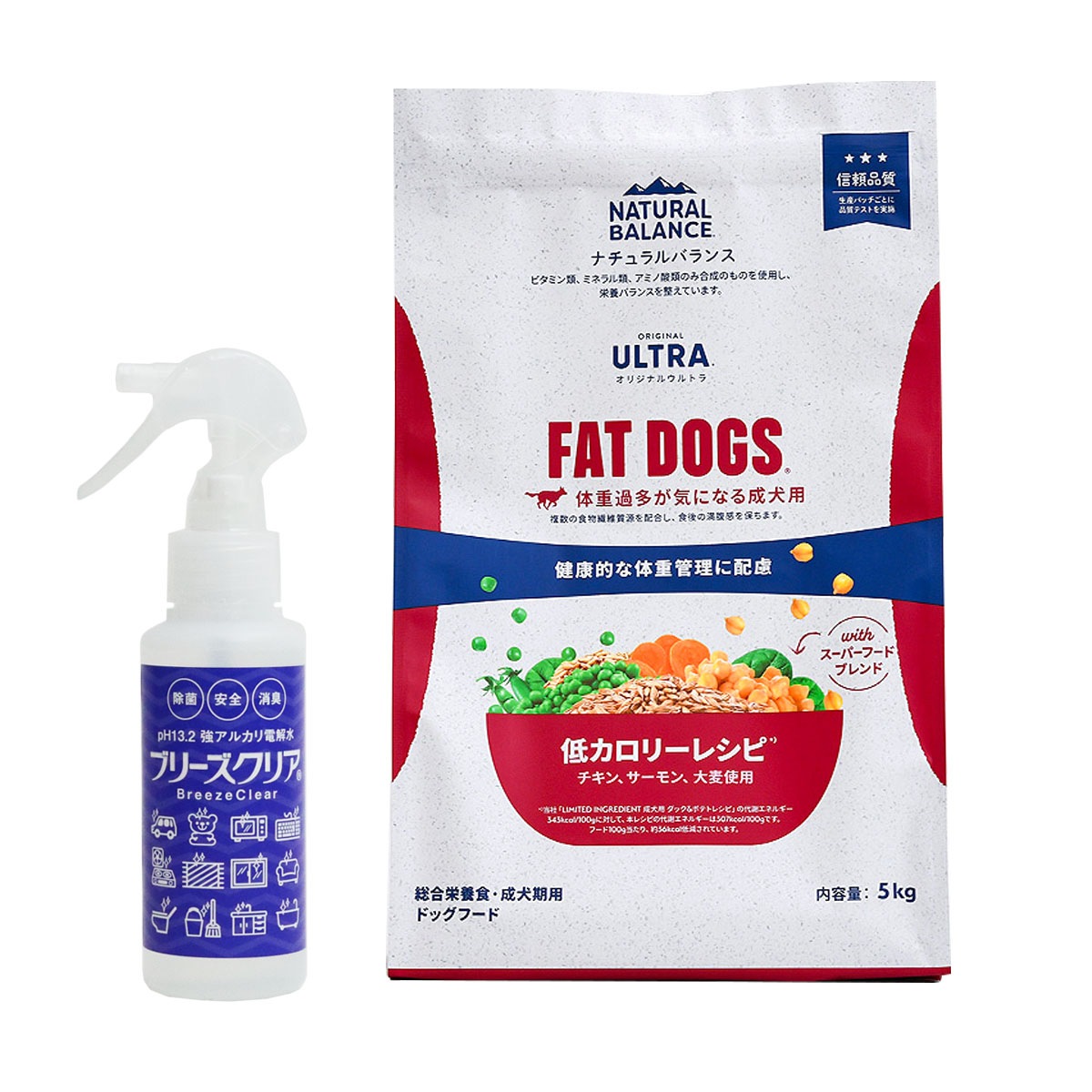 オリジナルウルトラ 成犬用 チキン&サーモン 低カロリー 5kg【ph13.2強アルカリ電解水100ml付き】
