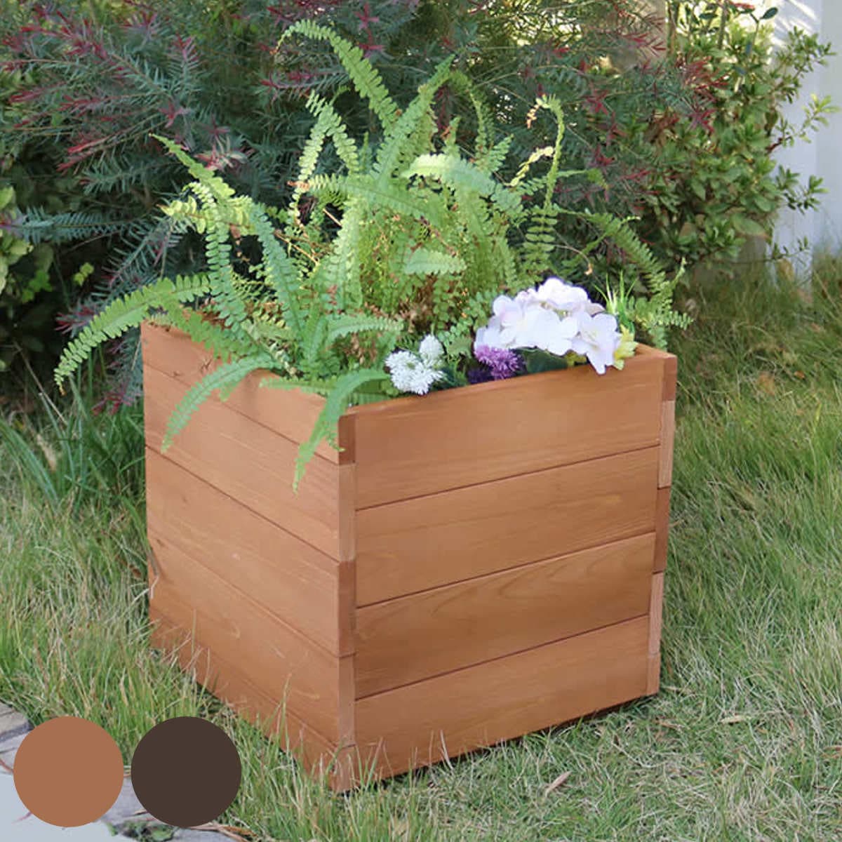 木製プランター hiyori プランターカバー スクエア 植木鉢 鉢 底穴 屋外 外 家庭菜園 寄せ植え おしゃれ ポット 鉢カバー 天然木 天然木製 木製 鉢植え 屋内 正方形 花