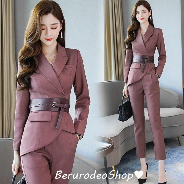 スーツ レディース オシャレ 30代 40代 ママ 入園式 卒園式 フォーマル パンツスーツ セレモニースーツ スーツ 結婚式 通勤 OL パンツセット セットアップ テーラードジャケット ベルト付き
