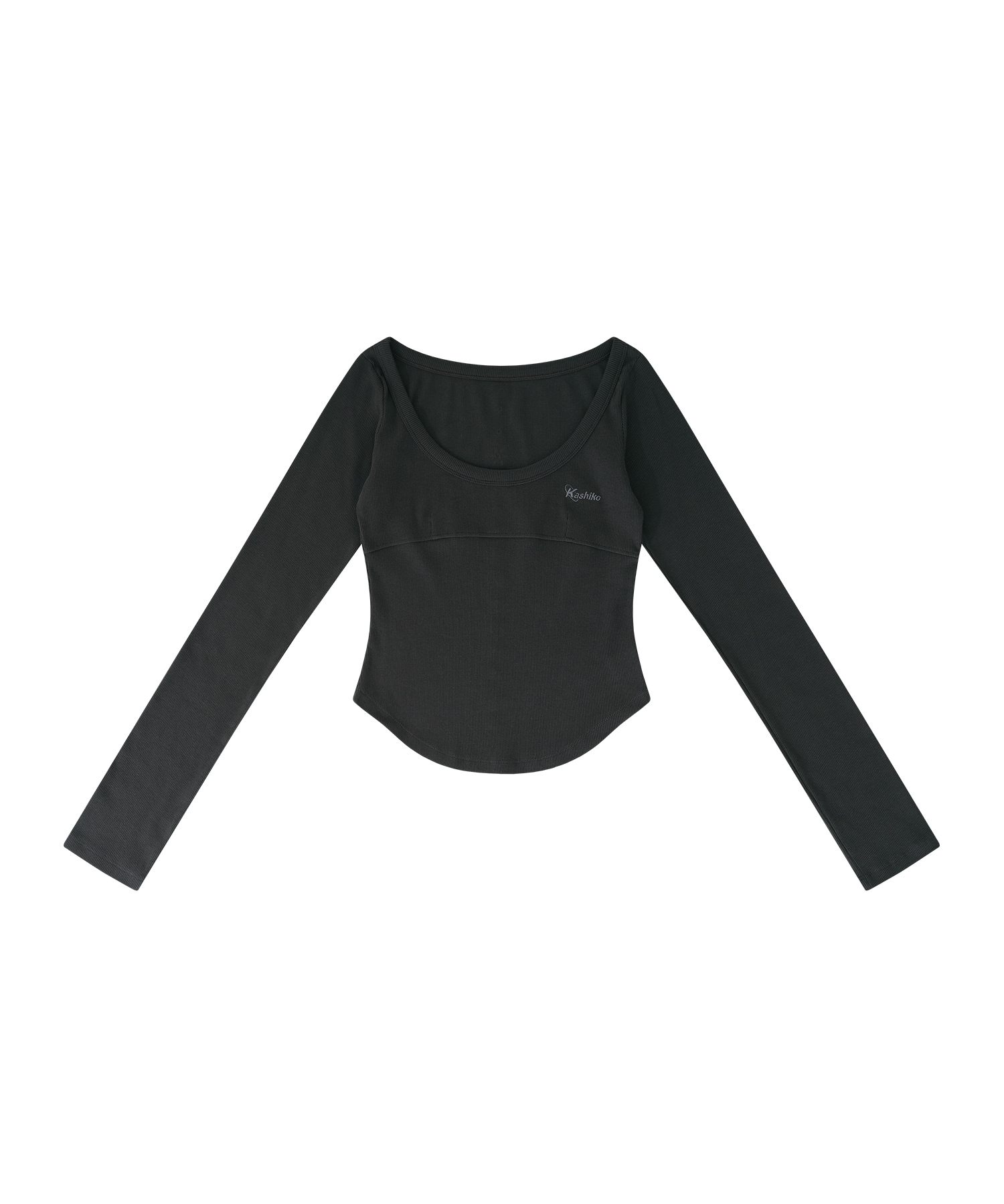【KASHIKO】 MONK LONG SLEEVE TOP : CHARCOAL