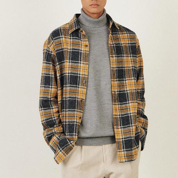 裏起毛コットン100 ミディアムチェックシャツ ルーズフィット_DLW1SHCL184Y1 20,725円