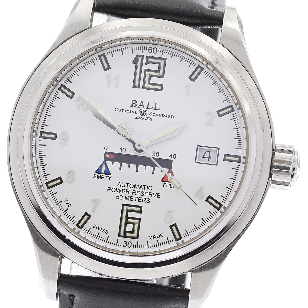 ボールウォッチ BALLWATCH NM1056D-LAJ-WH トレインマスター パワーリザーブ 自動巻き メンズ 保証書付き_932845【中古】