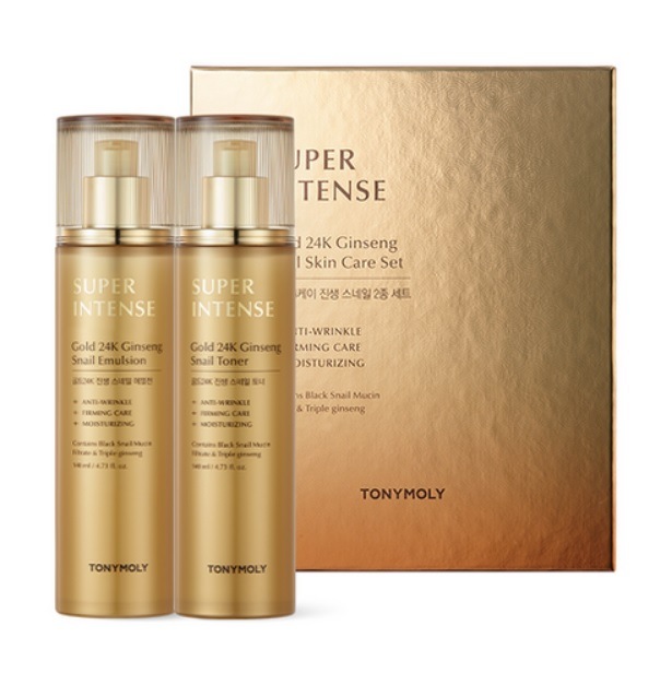 スーパーインテンス ゴールド24K ジンサン スネイル トナー 140ml + エマルジョン140ml セット (栄養ケア/保湿ケア/ブラックステール26%配合(ムシン)/人参サポ