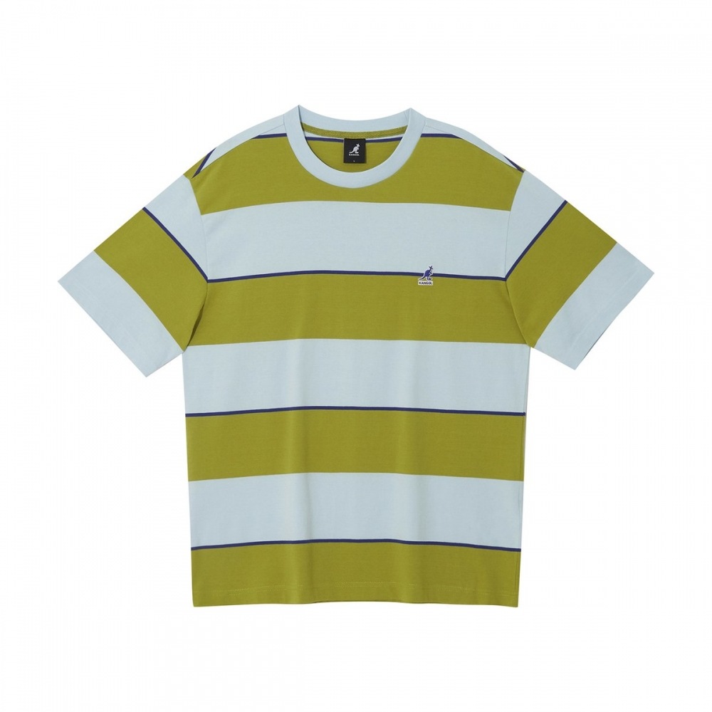 KRECST ボールドカラー ストライプ 半袖Tシャツ スカイブルー 2778