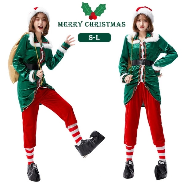 サンタ コスプレ衣装 クリスマスコスプレ 長袖 レディース サンタクロース クリスマス コスチューム フード付き 大人 サンタ服 サンタ フレアワンピース 仮装 演出服 大人服 6点セット パーティー