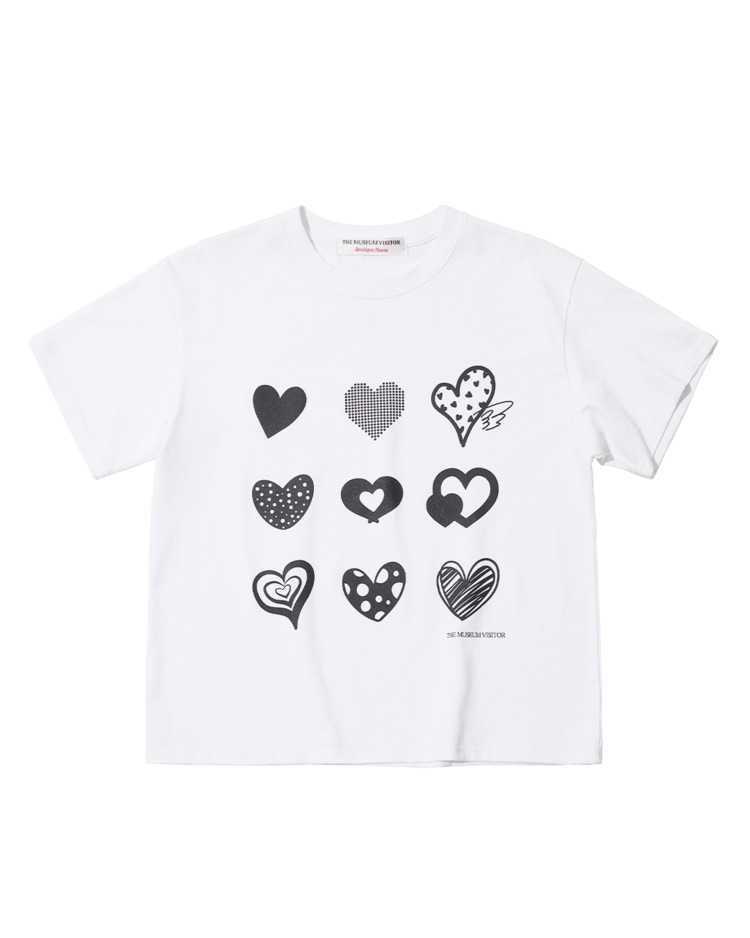 【THE MUSEUM VISITOR】 9 HEART DRAWING T-SHIRTS : OFF WHITE