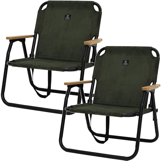[クイックキャンプ] 折りたたみ式 ローチェア コーデュロイ 一人掛け/二人掛け 各種 QC-ASC60C/QC-ATC100C カーキ