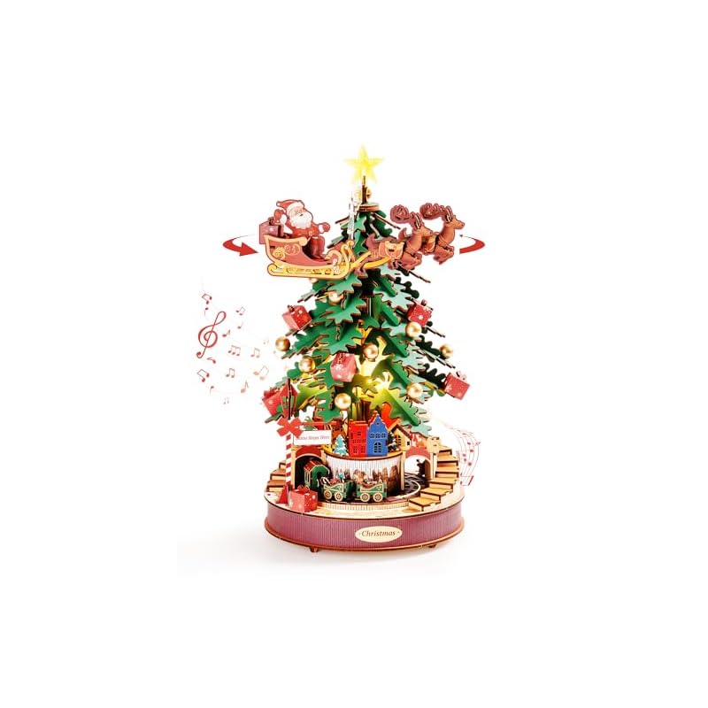 【国内即発】ROBOTIME 立体パズル 3d ウッドパズル 木製 パズル LEDライト付き 組み立て オルゴール 工作キット DIY クラフト インテリア 暇つぶし 知育玩具 子供 大人向けの木製モ