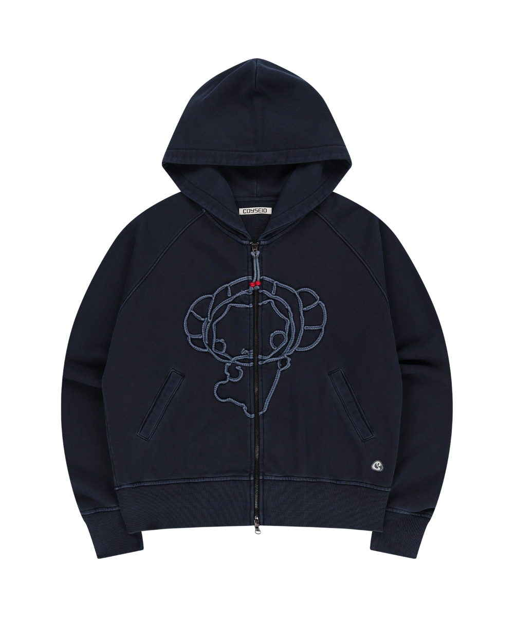 【COYSEIO】 25FW VINTAGE TAPE HOOD ZIP-UP : NAVY