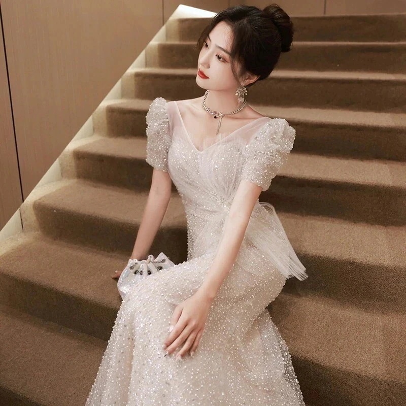 パーティードレス ドレス イブニングドレスのフィッシュテールドレス結婚式ワンピース ウェディングドレス 花嫁ロングドレス 成人式 演奏会 発表会 卒業式 ドレスワンピース ロングドレス