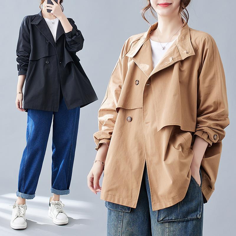 2025韓国カジュアルスタンドカラーミディアムトレンチコート秋ジャケット 4,964円