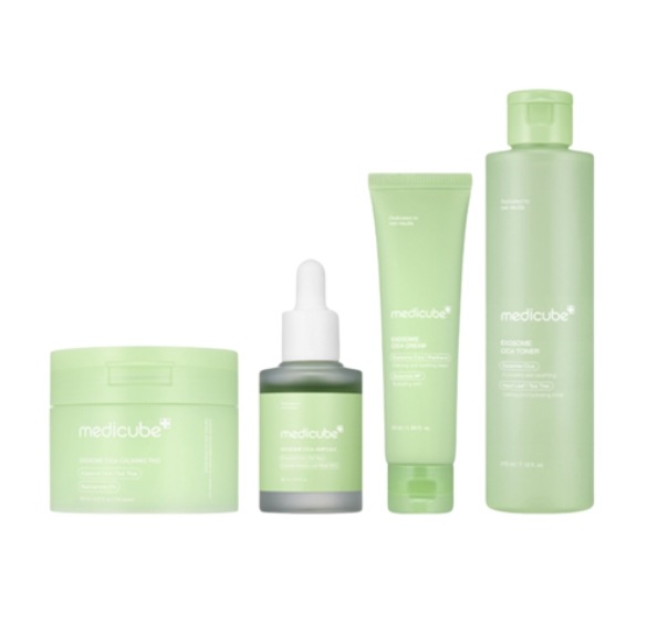 エクソソームシカ 4種セット(カミングパッド100 枚 +アンプル 30ml +クリーム 50ml +トナー 210ml)