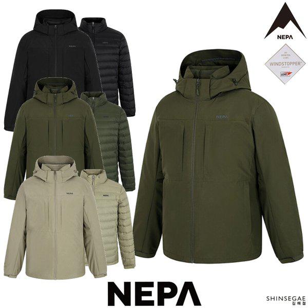 7J50602[]男性テンプス3IN1ウィンドストッパー軽量ダウンウィンドブレーカーセットジャケット（既存価格459,000ウォン）