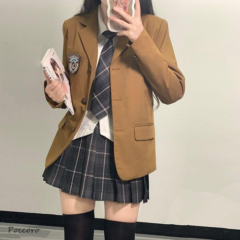 発売特典最短出荷制服ブレザー 3つボタンジャケット ワッペン付き 女子高生 スクールブレザー ジャケット ブレザー 長袖 制服 高校生 学生 中学 通学 卒業式