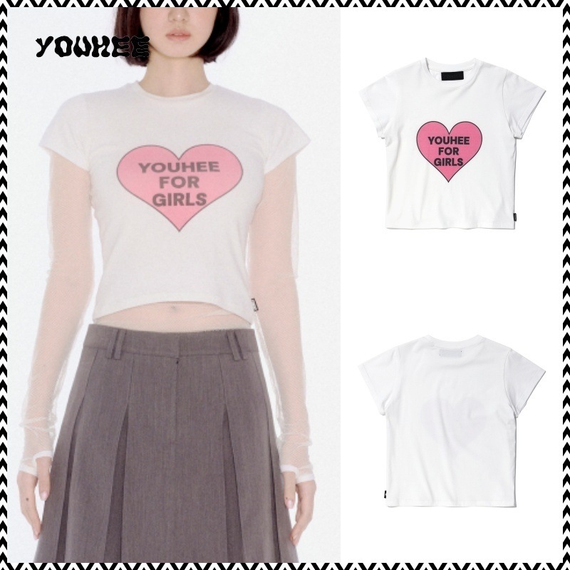 YOUHEE HEART LETTERING T-SHIRTS