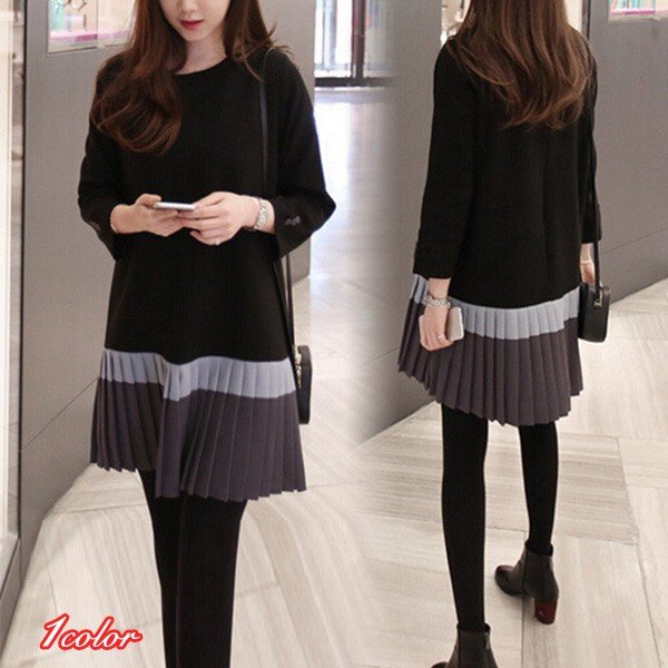 長袖 THOM 膝丈 WILLS ホワイトデー 切り替えプリーツワンピース Aライン プレゼント 大きいサイズ 着痩せ