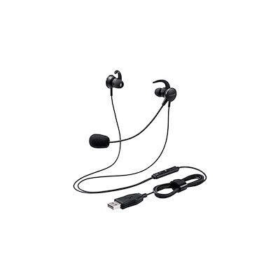 他サイト： 両耳耳栓タイプUSBヘッドセット ブラック HS-EP15UBKの商品画像