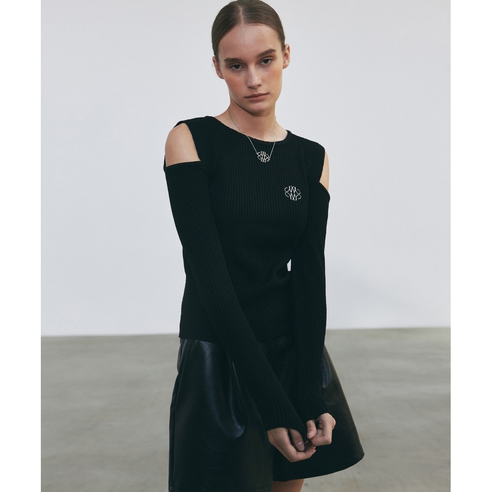 ニック&ニコールランウェイショルダーリブニット_ブラック