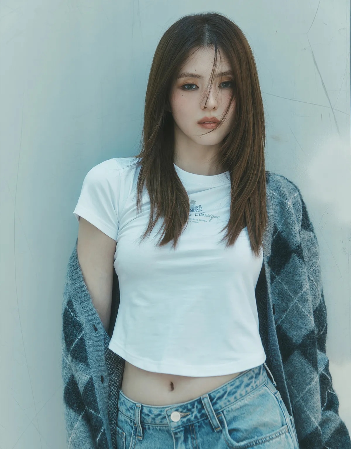 [ハンソヒ 着用] 354921 女性 アーガイル ブイネック カーディガン(7gg)_2color 韓国の人気ファッションブランド