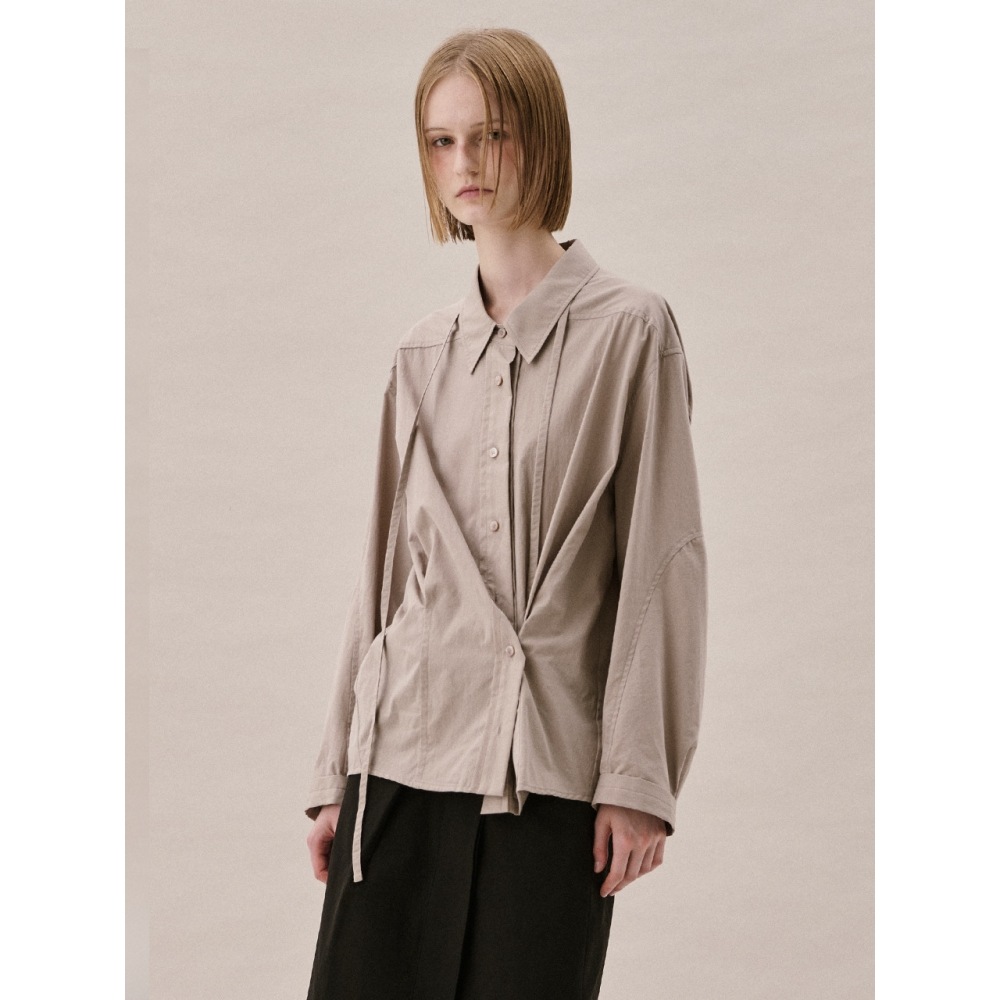 Ahwe ストラップタックシャツモカ