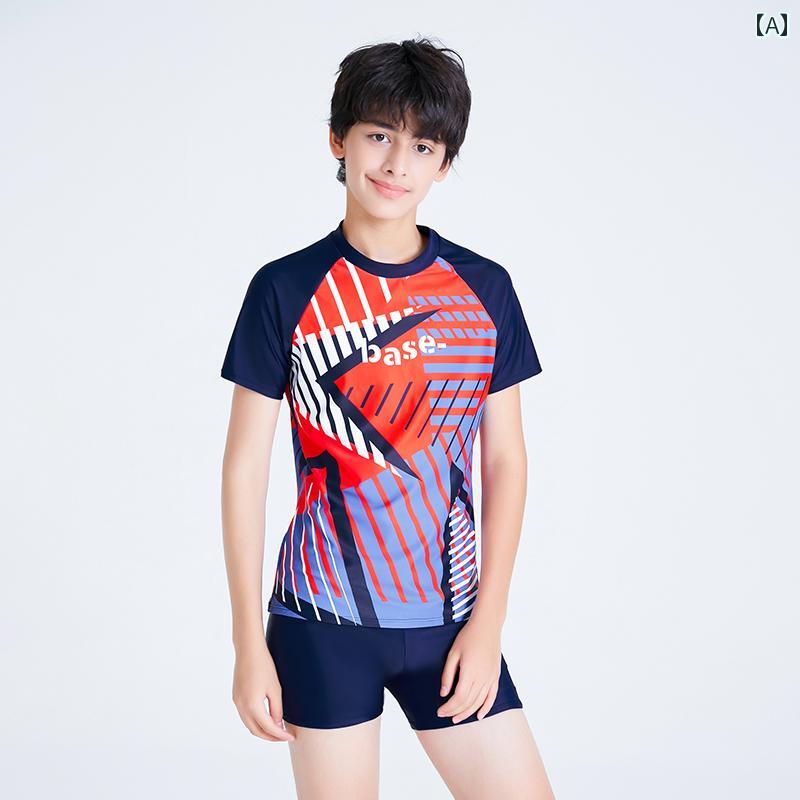 キッズ 子供用 ボーイズ スイムウェア 水着 半袖 セパレート おしゃれ きれいめ 速乾 着やすい 動きやすい 韓国 海 プール スイミング 水泳 水遊び 運動 海水浴 ビーチ レジャー アウトドア