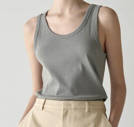 ファサードパターン U-neck cotton sleeveless Ash Grey
