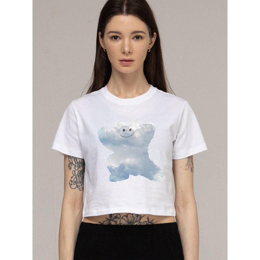 グラバービッグクラウドベアマイルクロップ半袖Tシャツホワイト
