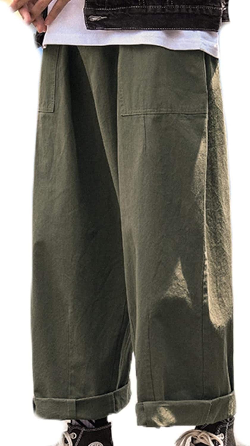 カーゴパンツ アメカジ ワイドパンツ メンズ 大きいサイズ バギーパンツ 極太 M~5XL コットン 厚手 秋 冬 男性 ロングパンツ ルーズ カジュアル 無地 ミニマリズム 長ズボン おし