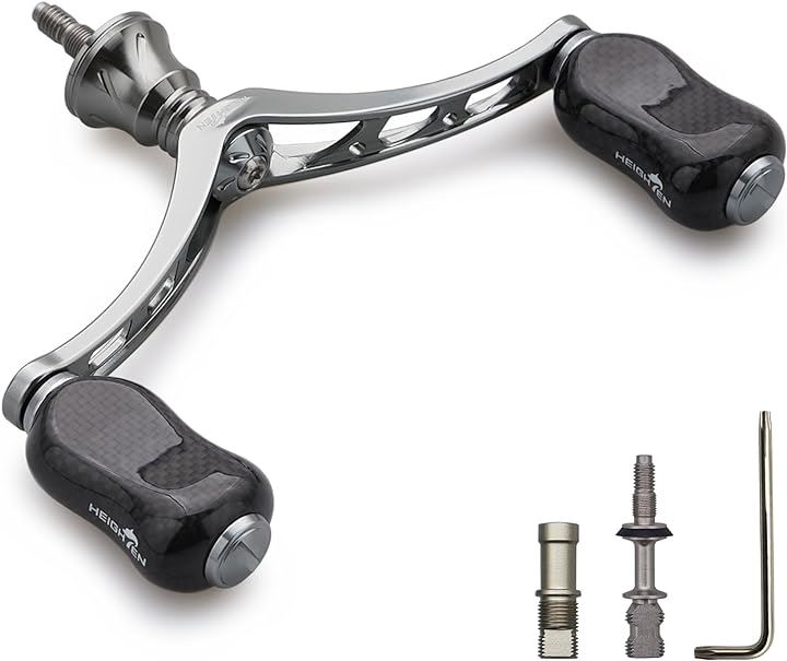 98mm リール ハンドル 21mm カーボン ノブ 搭載 シマノ ダイワ 通用 スピニングリール用 Gourd Series 823( ガンメタル)