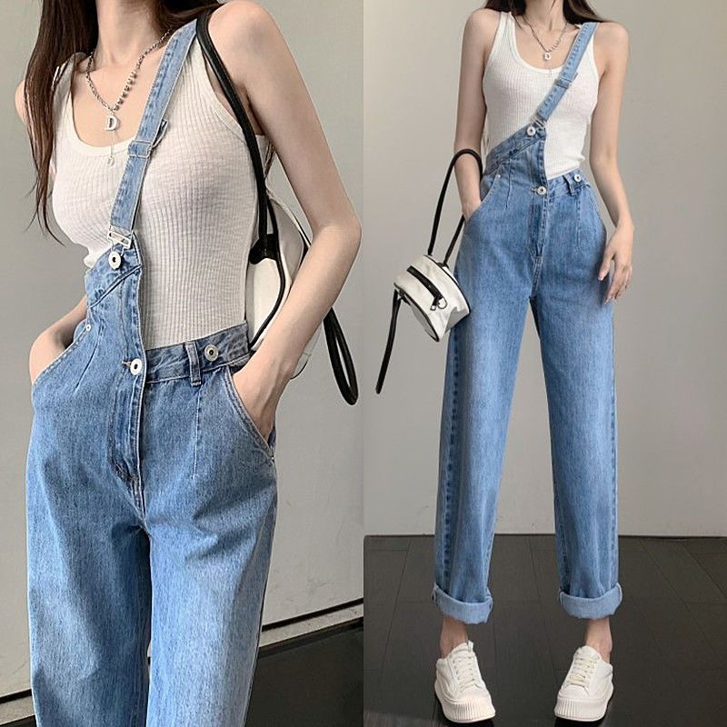 【最安値挑戦】 ロングパンツ オーバーオール ワイドパンツ 着痩せ 体型カバー オールイン デニム 韓国風ファッション イチオシオールイン 時短コーデ 日内出荷コーデ完成