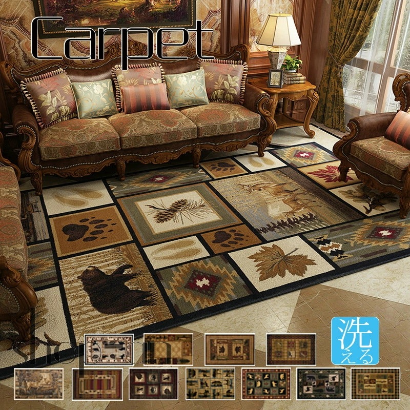 ラグ カーペット ラグマット じゅうたん 絨毯 洗える オールシーズン 80×120 80×160 レトロ 贅沢 華やか 北欧 滑り止め付き 洗濯 ウォッシャブル リビング 長方形 四角 新生活 動物