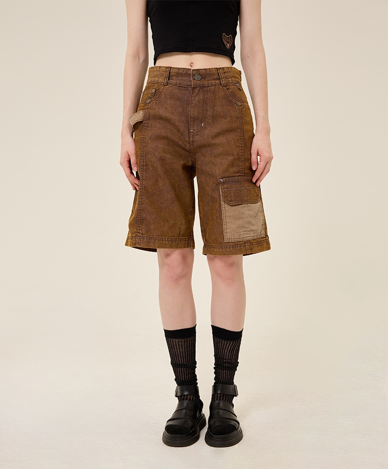 COLOR DYEING WILD SHORTS_WOMEN [BROWN]