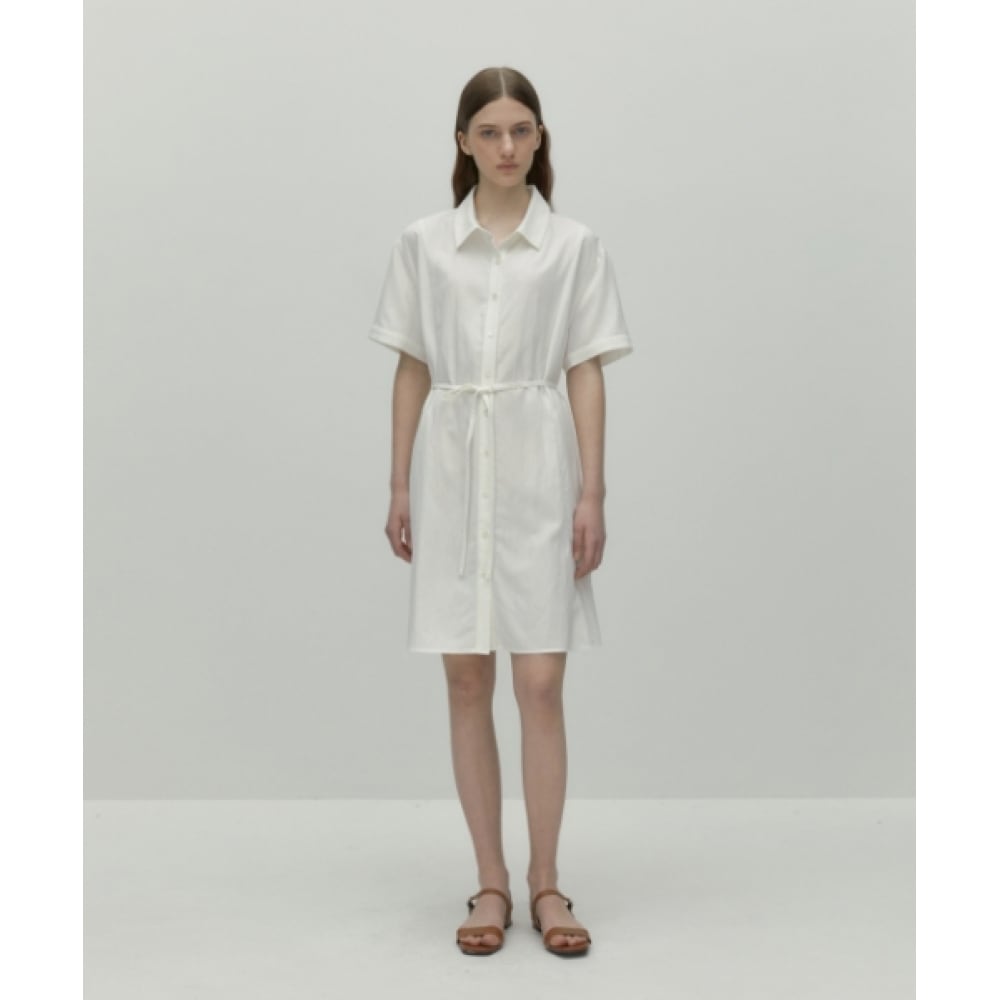 DEPUND ベルト付きシャツワンピース [アイボリー]