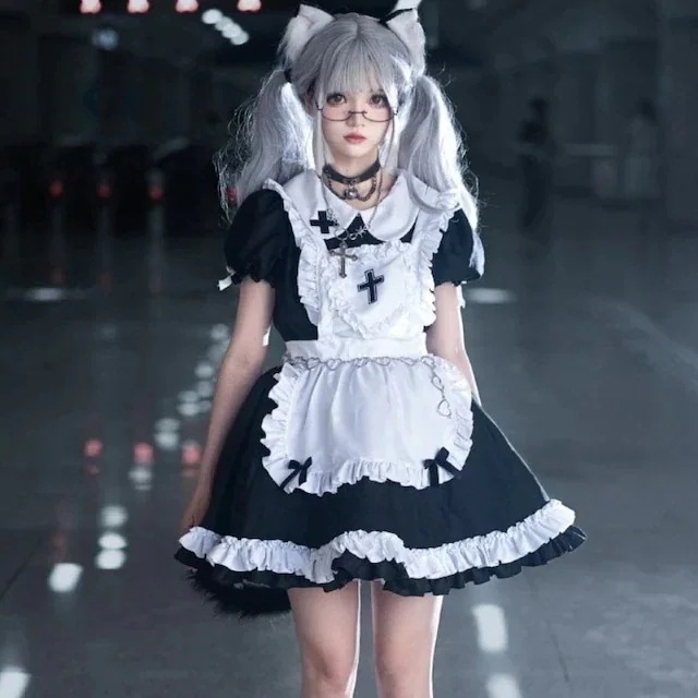 今 短纳期 5点 セットアップ ワンピース カシャ付き ハロウィン 大人 仮装 コスム服 衣装 ガーリー 甘め 学園祭 文化祭 ファッション系 レディース セクシー型 ブラックスリーブ【限定SALE!