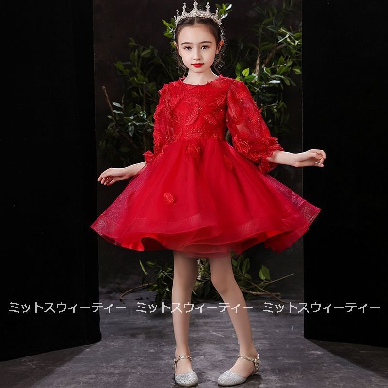 ドレス 子供 ピアノ 発表会 レッド 子供ドレス 二次会 フォーマルドレス ミニドレス 演奏会 結婚