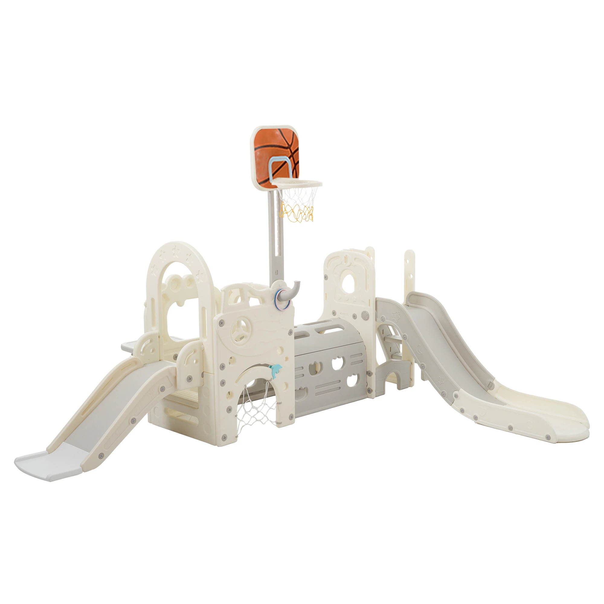 1575滑り台 すべり台 遊具 ジャングルジム バスケットゴール サッカーゴール 輪投げ テーブル 折りたたみ可能 収納スペース付き ステップ付き 組立簡単 室内遊具 大型遊具 すべりだい 屋内 家庭