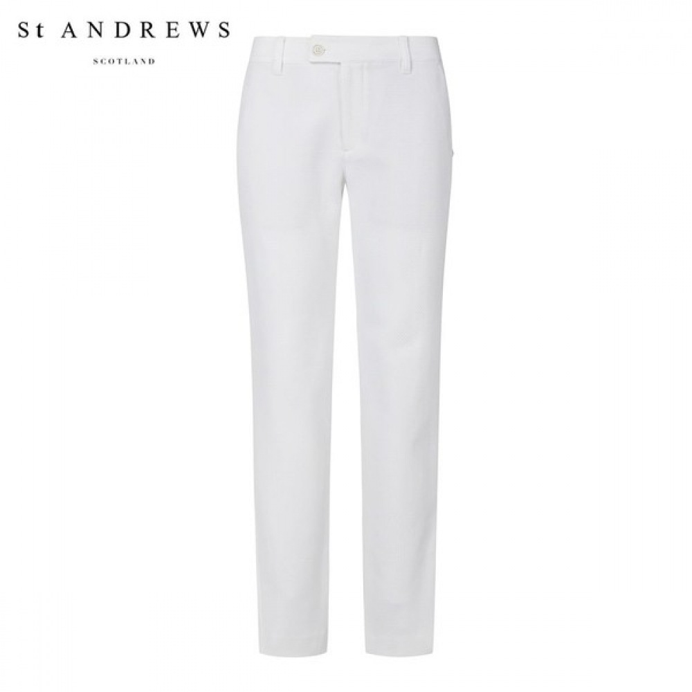 [St Andrews] レディース柄ドビーストレッチスリットパンツ