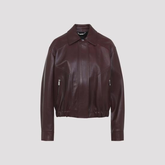 VERSACE Women Bomber Jackets 1022813 1A16885 1RC30 DARK BURGUNDY