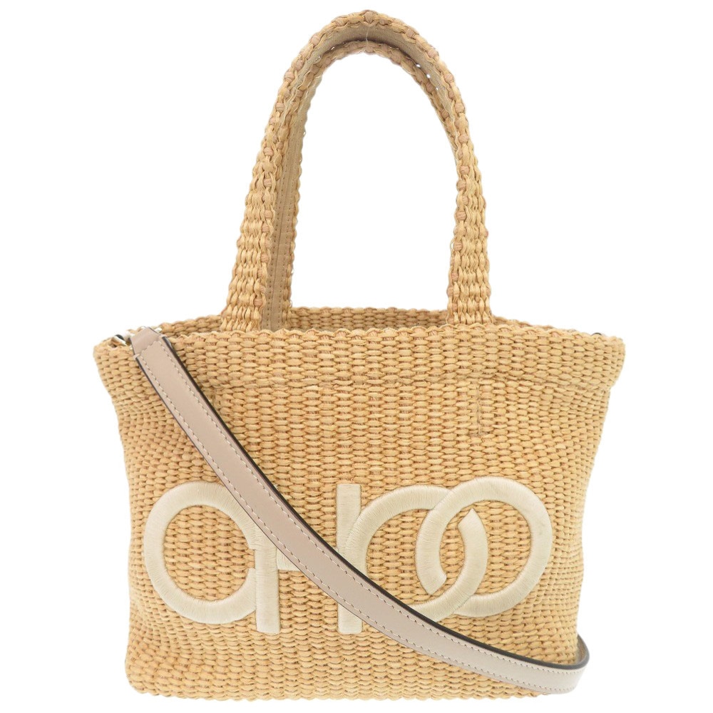 美品 2WAY ハンドバッグ ラフィア ベージュ 1263【中古】 レディース