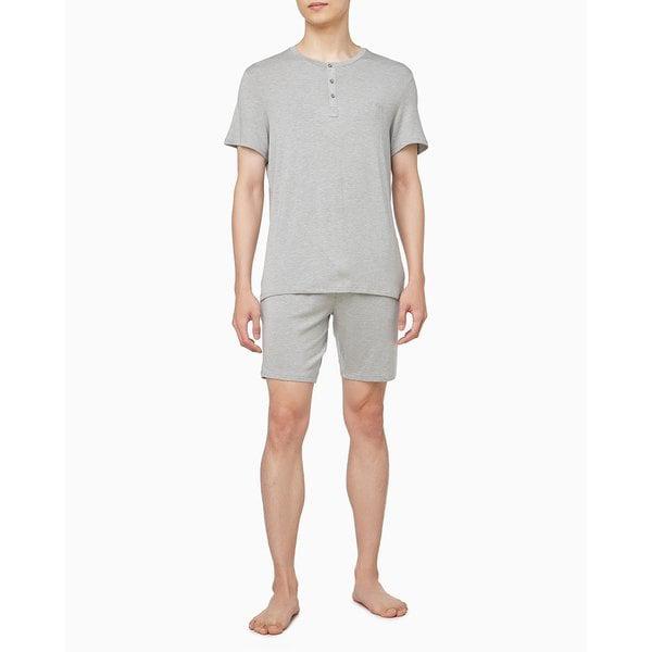 CK 25SS メンズ ウルトラソフト モダール スリップ 半袖 ショーツ セット(NM2803-NM2824-P7A)