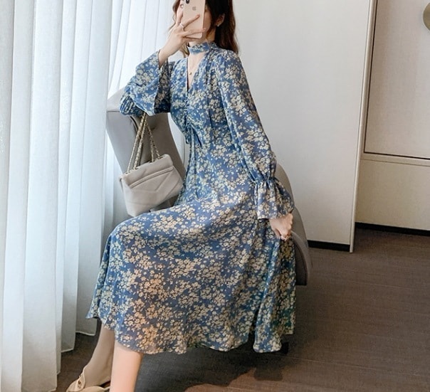 ワンピース 膝下 長袖 Aライン かわいい 可愛い シンプル カジュアル 上品 おしゃれ 可愛い 女子 こなれ感 ラフ ラブリー キュート ガーリー ルーズ クール 存在感 抜け感 格子柄