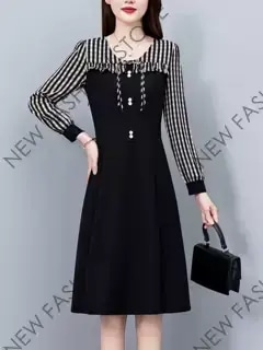 ワンピース女性春秋2024新型フレンチa字ミディアムスカート-92