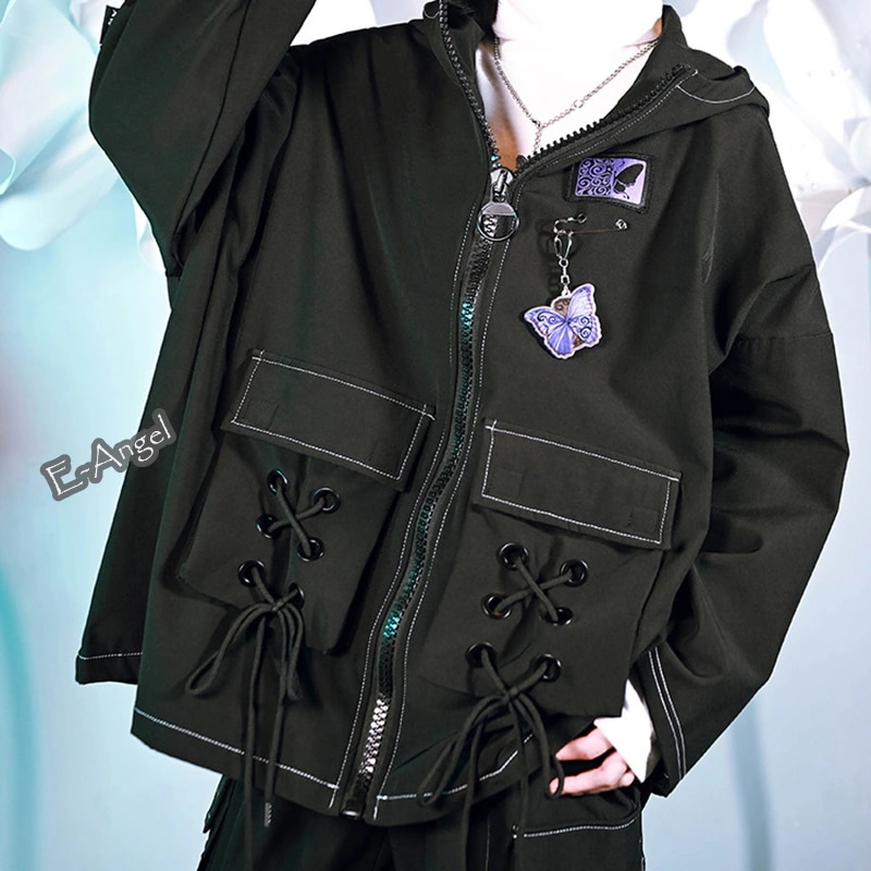 コート ジャケット アウター 秋 冬 レディース 裏起毛パーカー ジップアップ 防風 『スワロウテイル』 フード付き 黒 男女兼用 メンズ カップル服 ゆったり かっこいい