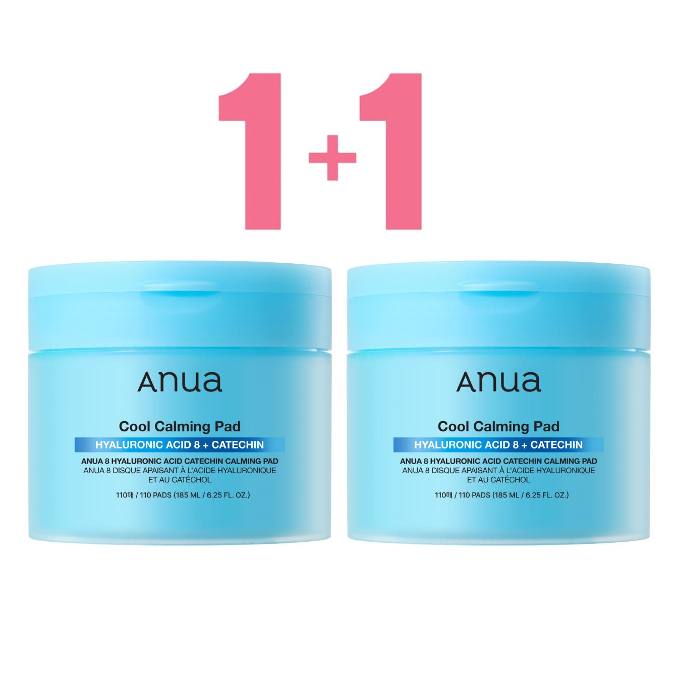 [1+1]8ヒアルロン酸カテキン カーミングパッド110枚入+110枚入 /水分補給/しっかりした肌/緑茶パックパッド