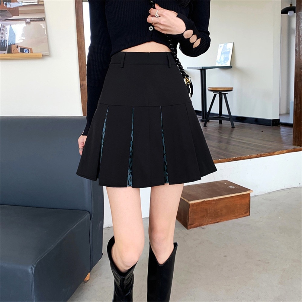 国内即納 ボックスプリーツスカート美脚ミニスカート