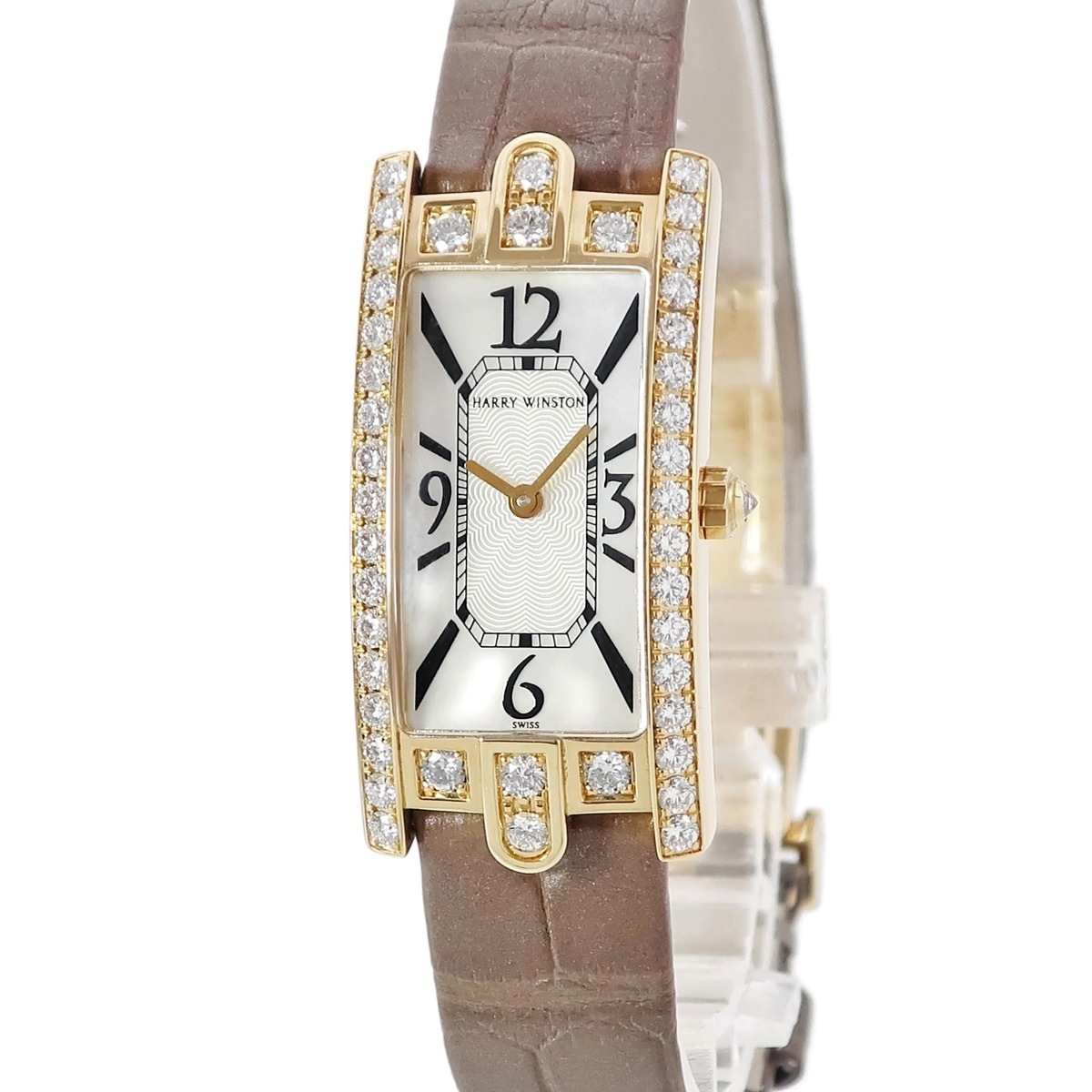 アヴェニュー 330/LQGL.M/D3.1 クオーツ レディース K18YG無垢 純正ダイヤ シェル 角型 3年保証